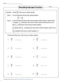 Rounding Fractions Worksheets