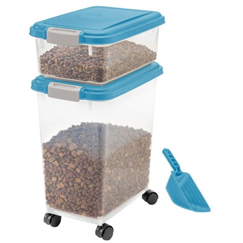 IRIS USA Airtight Pet Food & Treat Storage Container Combo with Scoop, Sky Blue - Walmart.com ...