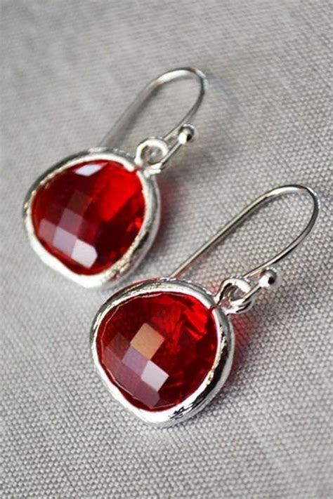 Ruby Earrings, July Birthstone earrings, July Birthday Gift, Ruby Jewelry, Ruby Drop Earrings ...