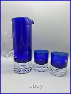 Krosno Barware Cocktail BLOCK Crystal Cobalt Blue STOCKHOLM Pitcher Glasses Set | Crystal ...