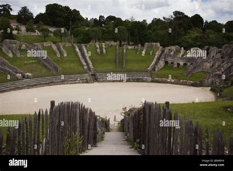 Ruins of roman amphitheater in Saintes ,France Stock Photo - Alamy