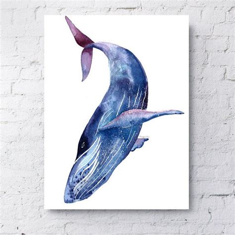 Whale art, Blue whale, Purple whale, sea creature painting, wall art ...