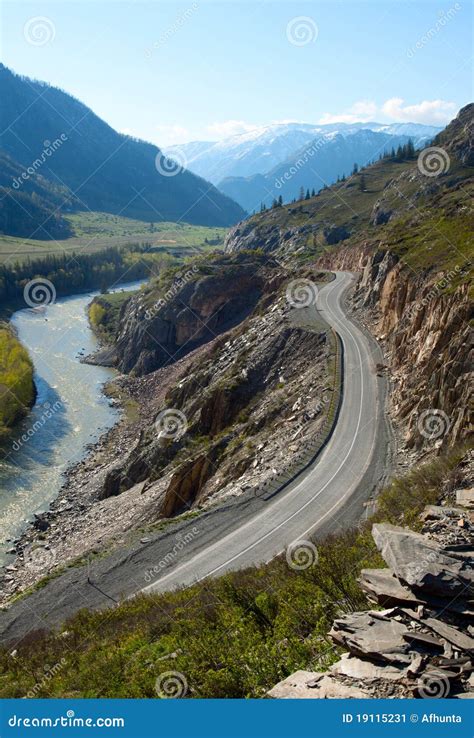 Winding Road in the Mountains Stock Image - Image of green, place: 19115231