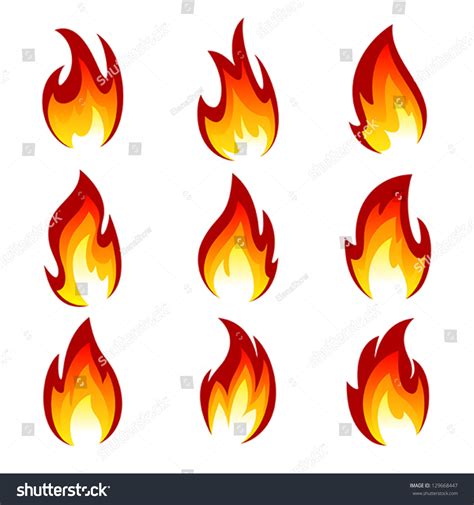 Flames Different Shapes On White Background Stock Vector 129668447 ...