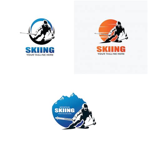 Premium Vector | Set of skiing logo design templates