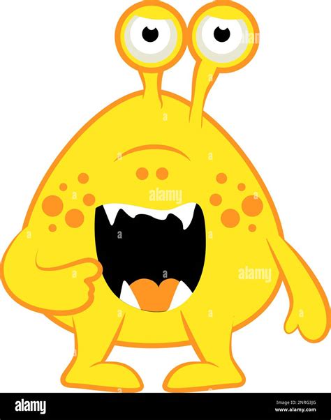 Cartoon yellow monster. Halloween vector illustration of monster. Baby ...