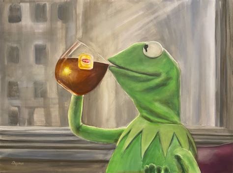 Kermit Drinking Tea Large Original Painting. 40x30x1.5 - Etsy