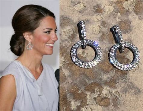 Kate Middleton Double Drop Hoop Earrings Diamond Sparkle - Etsy