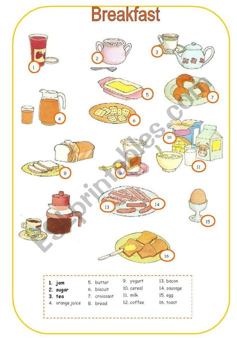 breakfast - ESL worksheet by sulin