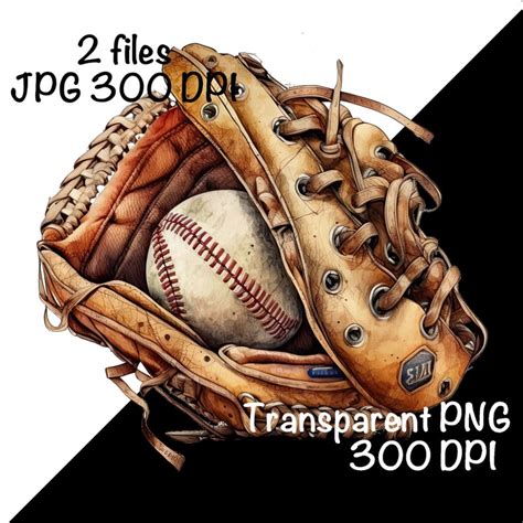 Sports Vintage Baseball Glove Watercolor Baseball Clipart PNG - Etsy