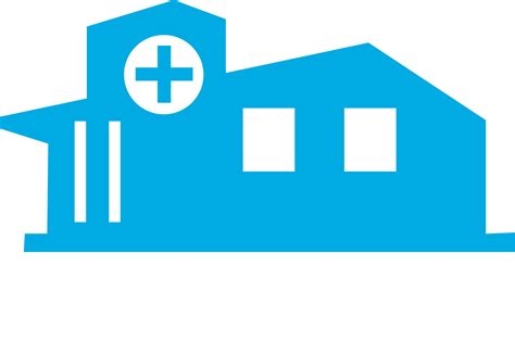 Building Hospital. in flat shape, in modern blue color. Icon Vector ...