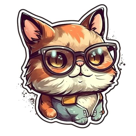 Premium AI Image | a cartoon of a cat wearing glasses and a shirt that says " cat in glasses