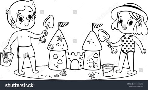 Kids Coloring Page Beach: Over 2,940 Royalty-Free Licensable Stock Vectors & Vector Art ...