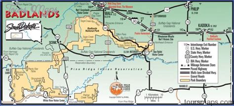 BADLANDS NATIONAL PARK MAP SOUTH DAKOTA - ToursMaps.com