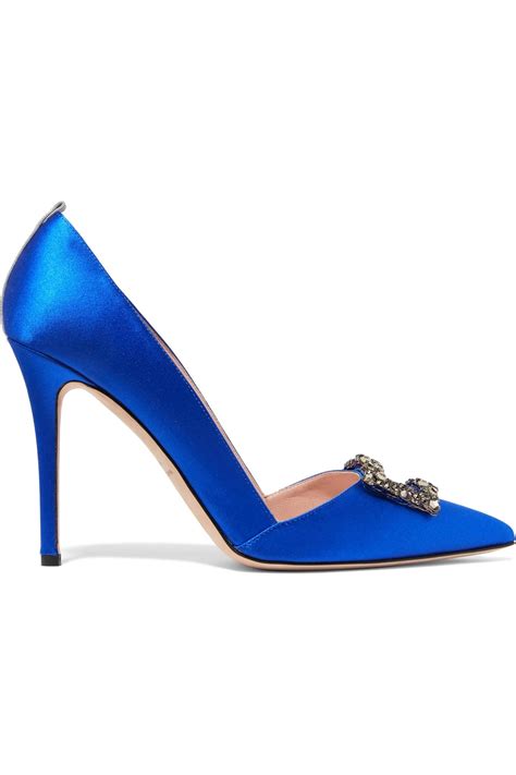 SJP by Sarah Jessica Parker Windsor Embellished Satin Pumps in Blue - Lyst