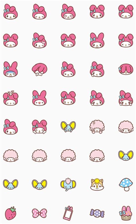 My Melody Emoji Stickers | My melody wallpaper, Hello kitty wallpaper, Hello kitty