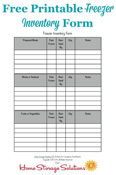 Freezer Inventory Excel