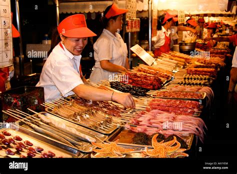 Night market in Donghuamen street after dark, Beijing, China Stock Photo, Royalty Free Image ...