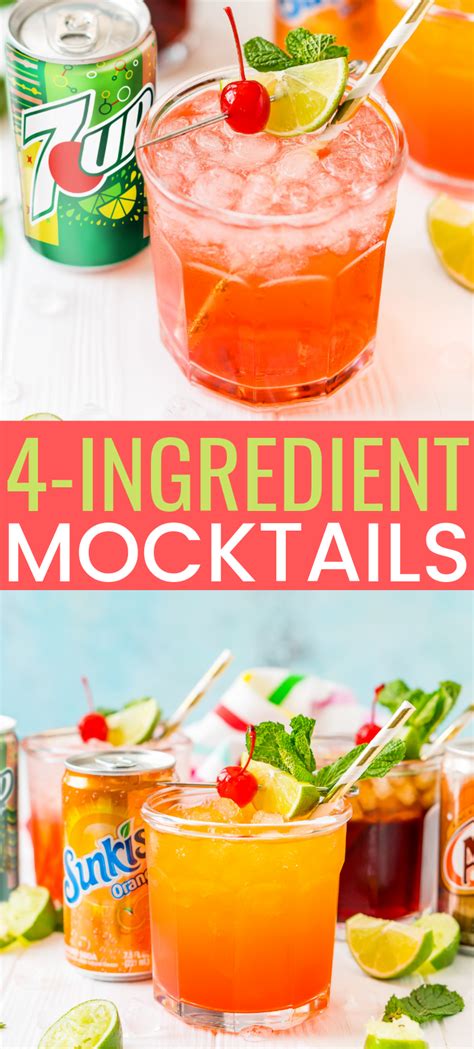 This 4-Ingredient Mocktail recipe can be made three different ways by using your fav… | Drink ...