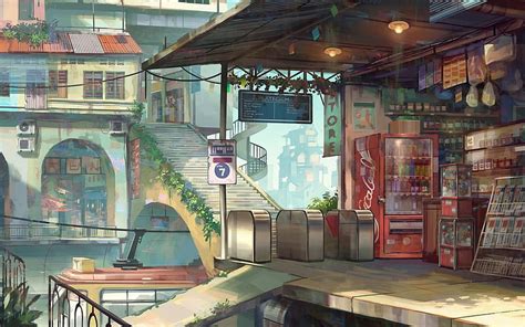 1366x768px, 720P free download | Anime City, Scenery, Anime, City ...