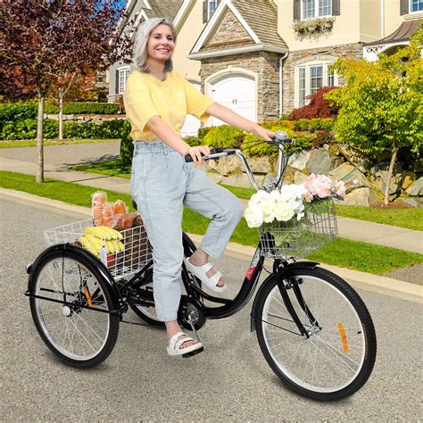 SamyoHome Adult Tricycle, Three Wheel Cruiser Bike Black, 26" Wheels ...