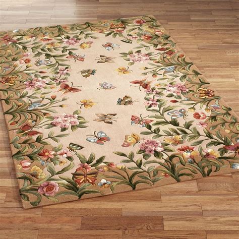 Athena Garden Floral Area Rugs touch of class rug $1,000 | Floral area rugs, Butterfly rug, Wool ...