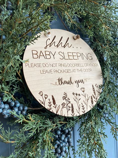 Sleeping Baby Sign / Shhh Baby Sleeping Sign / Wooden Door | Etsy