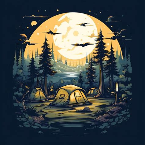 Premium AI Image | Illustration of Woodland Campsite Tents Campfire ...