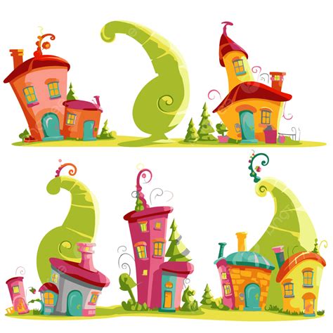 Whoville Houses Clipart Cute Cartoon Houses With Tree Shapes Vector, Tree Clipart, Cute Clipart ...