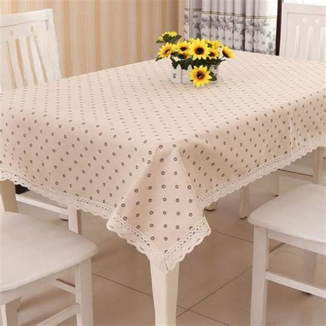 Nappe de table en Lin Rectangulaire Décor Champêtre Dentelle Cuisine ...