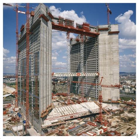 Grande Arche under construction. La Defense, Paris.1987.[building ...