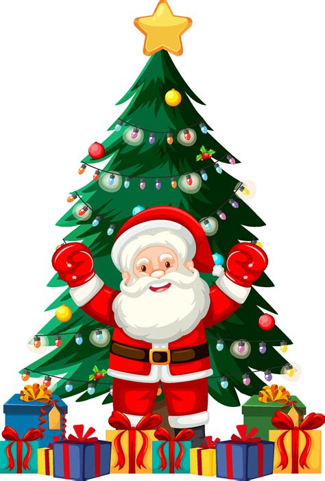 Santa Claus with Christmas tree 11132510 Vector Art at Vecteezy