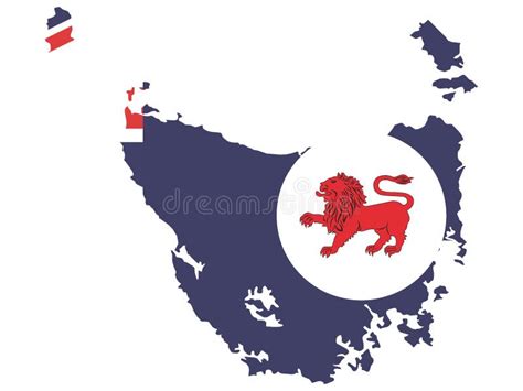 Tasmania Map With Flag Inside On The Black Background. Chalk Sketch Vector Illustration Stock ...