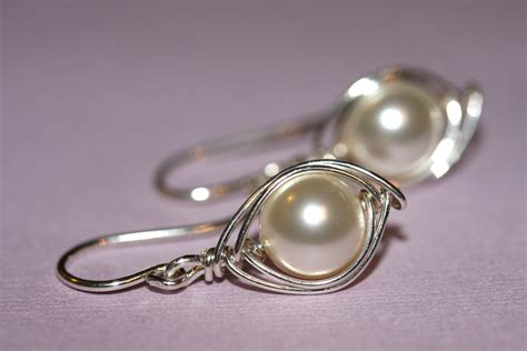 Sterling Silver Pearl Earrings - Etsy