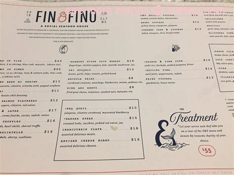 Menu at Fin & Fino pub & bar, Charlotte