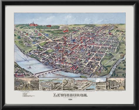 Lewisburg PA 1884 (Color) Restored Map | Vintage City Maps