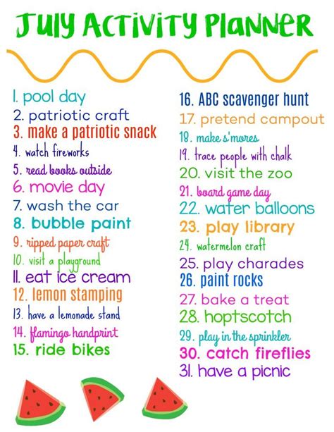 June activity planner for kids free printable – Artofit