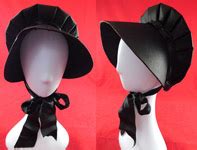 Victorian Style Quaker Amish Black Silk Wide Brim Bonnet Carriage Hat