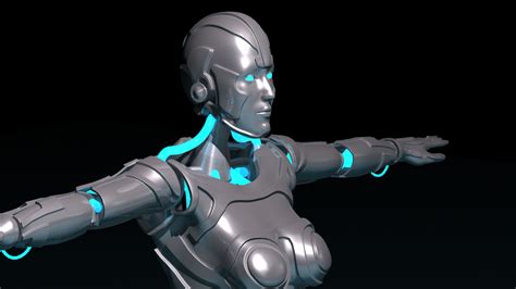 free female robot 3d model