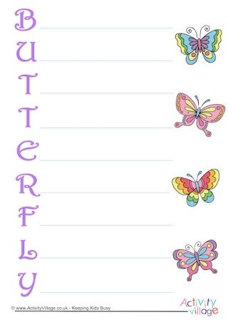 Butterfly Acrostic Poem Printable