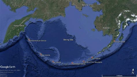 1: Map depicting the Aleutian Islands, captured using Google Earth Pro ...