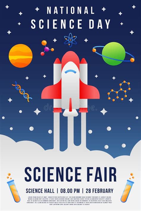 Gradient National Science Day Vertical Poster Banner for Science Fair Template Stock Vector ...