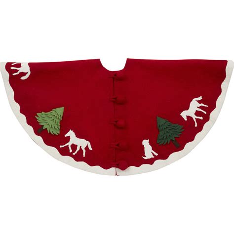 Christmas Tree Skirt in Hand Felted Wool, Dogs and Horses on Red - Arcadia Home Exclusives ...