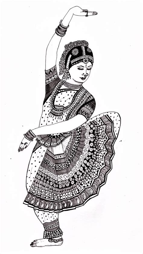 Indian Classical Dancer doodle art | Boho art drawings, Mandala art therapy, Mandela art