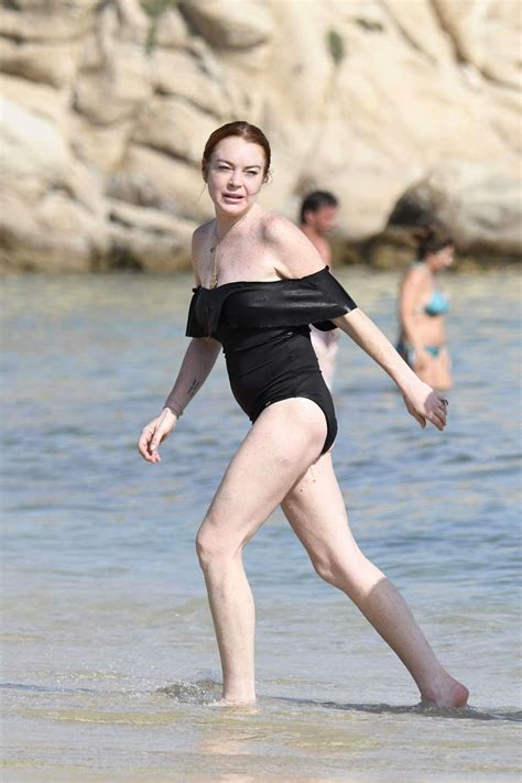 Lindsay Lohan in Black Swimsuit 2017 -19 – GotCeleb