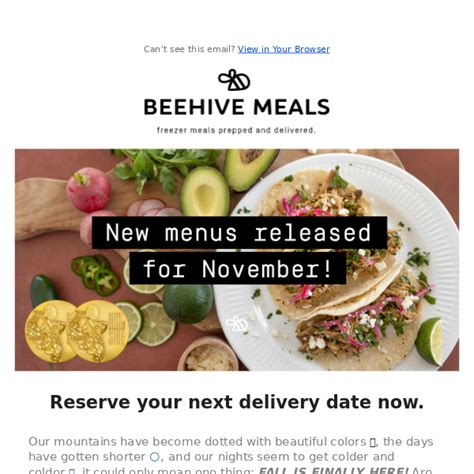 Two new menus have been released for November! 👀 - Beehive Meals