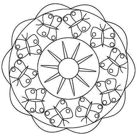 Nyomtatható színező - Nyári lepkés mandala | Naturalap