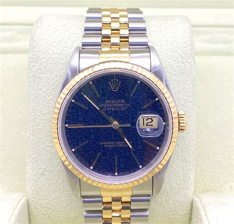 ROLEX DATEJUST 36MM 18KT & STEEL BLUE DIAL - Gold & Ice Jewelry