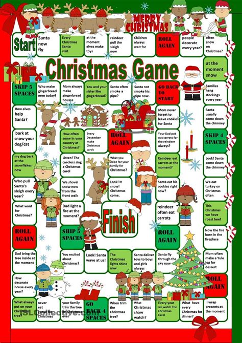 Christmas Boardgame Featuring Present Simple and Continuous | TESOL ...