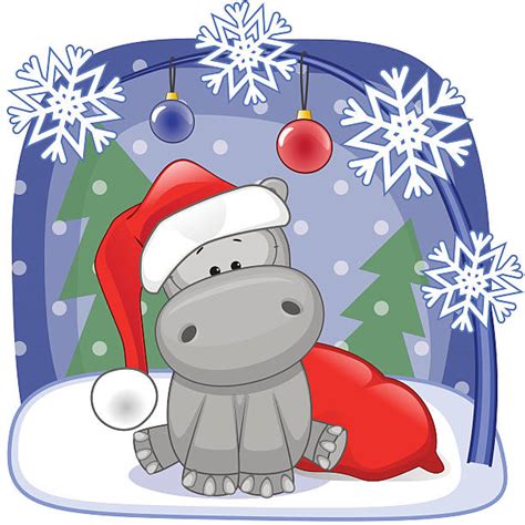 Hippo In A Santa Hat Illustrations, Royalty-Free Vector Graphics & Clip ...